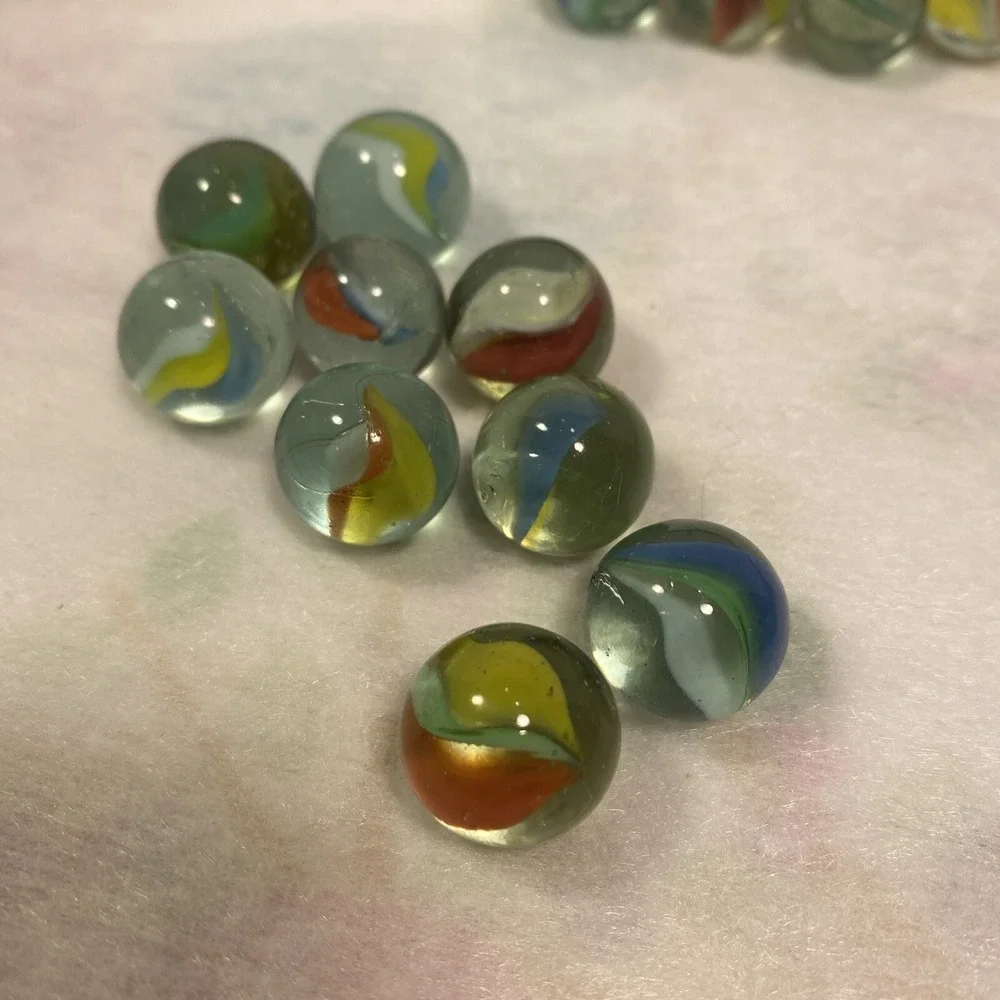 Vintage Marbles Glass Cat Eye Swirled Multi Colored Marble Cats Eyes Lot Of 250+